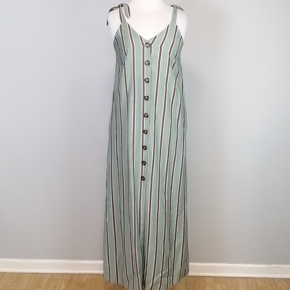 P. Cill Dresses & Skirts - P. Cill Striped Button Up Maxi Dress Sage Size Small